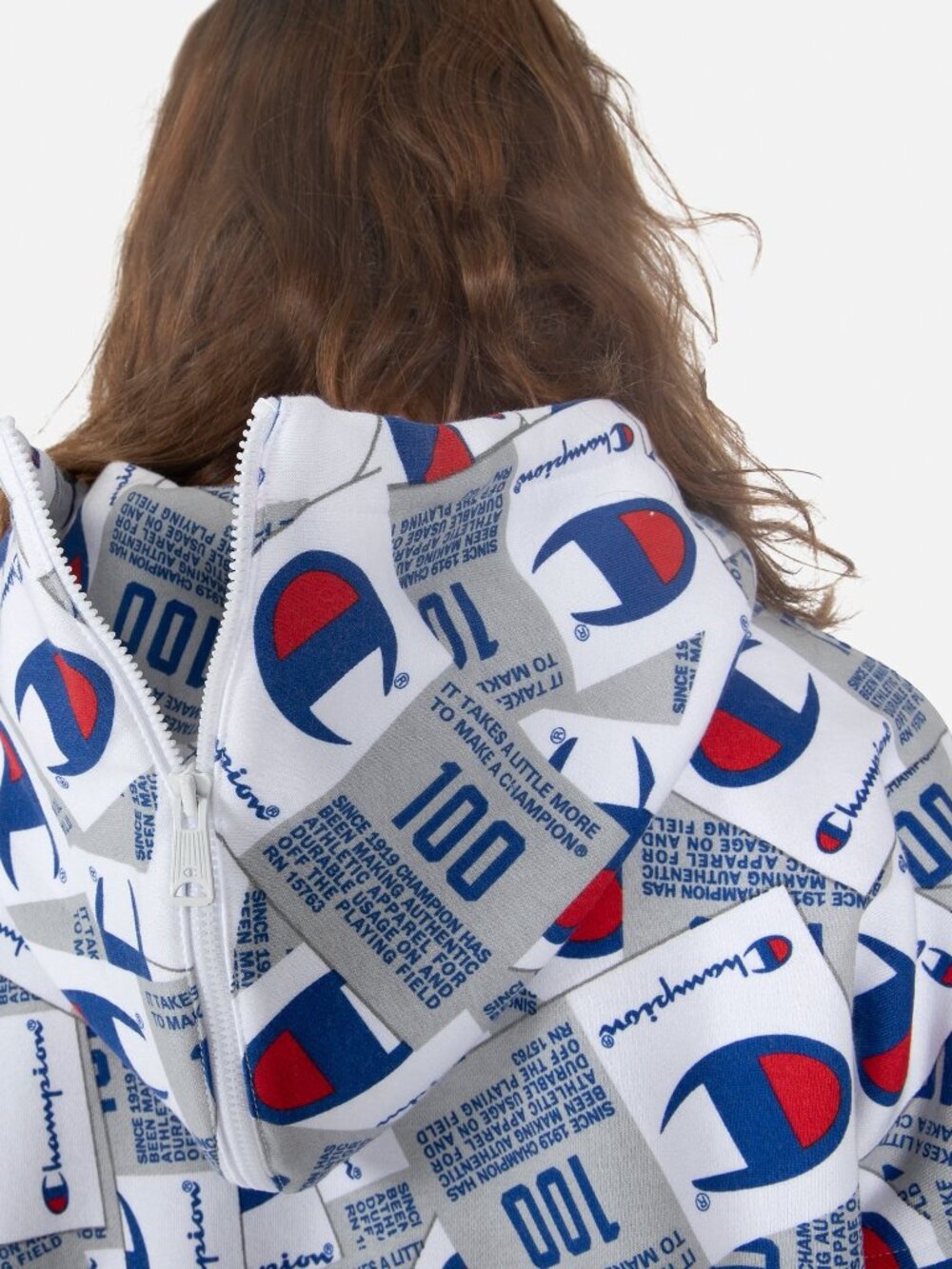 Champion 100 Years All Over Print Logo Hoodie Medium - Picture 8 of 9